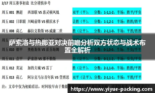 萨索洛与热那亚对决前瞻分析双方状态与战术布置全解析